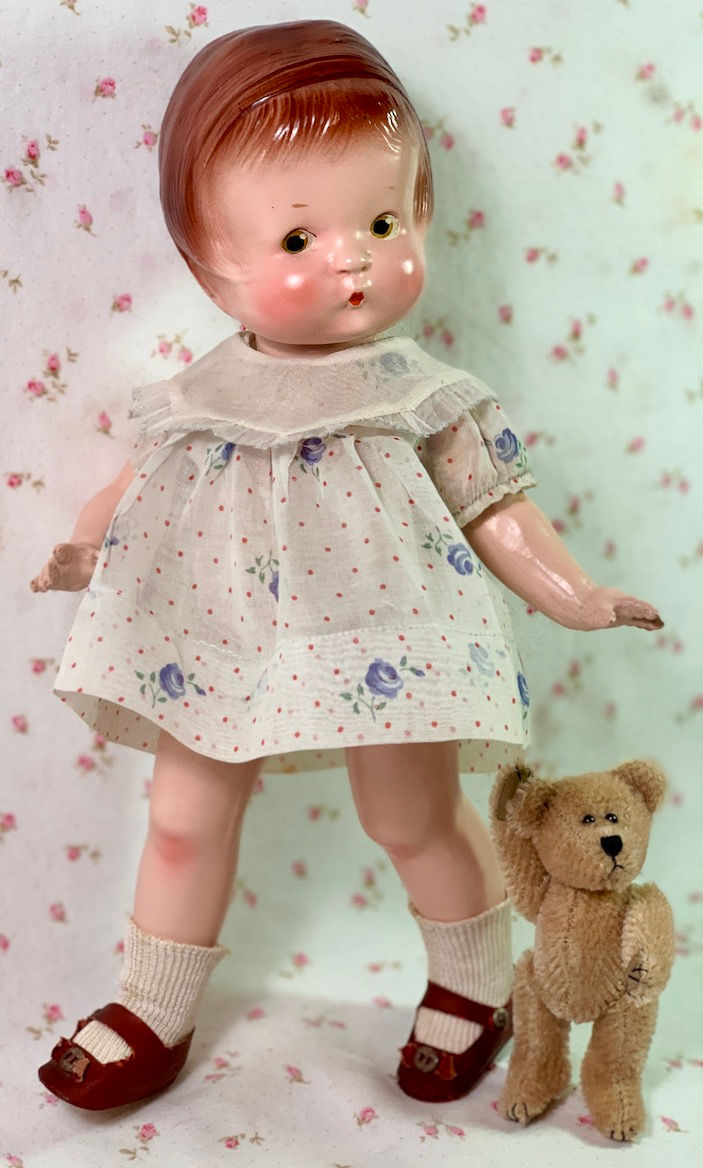 Thumbnail: Vintage RARE Pre-Patent Effanbee 13" Patsy Compo Doll 1930s