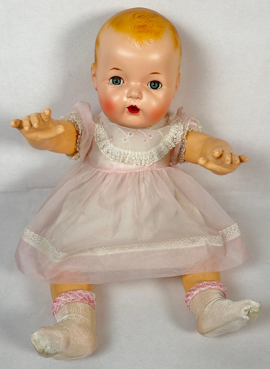 Thumbnail: Vintage Pink Organdy Embroidered Dress for 20" Baby Dolls