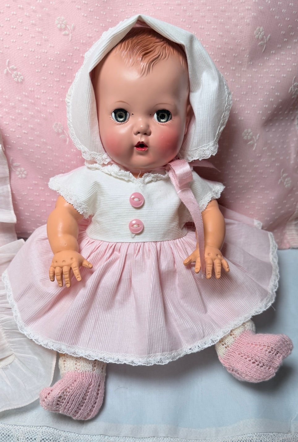 Thumbnail: Vintage 1950s Pre-Patent American Character 11" Tiny Tears Baby Doll