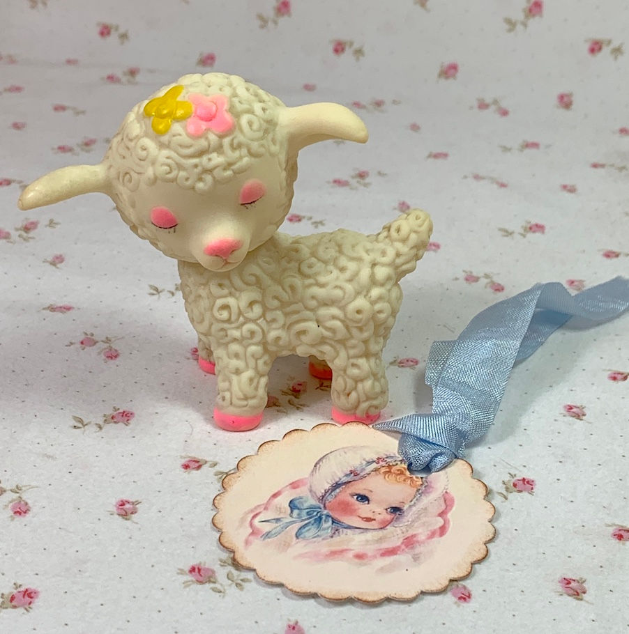 Tiny 1950's Vintage Rubber Lamb Doll Toy #2