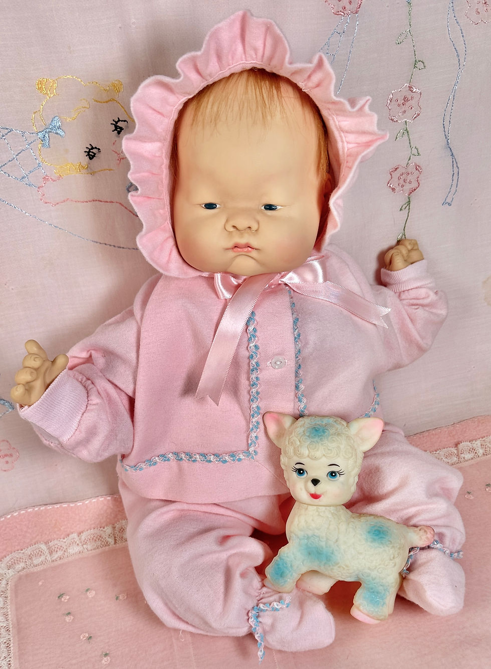 Thumbnail: 1960 Tagged Vogue 18” BABY DEAR Top Knot Doll by Eloise Wilkins