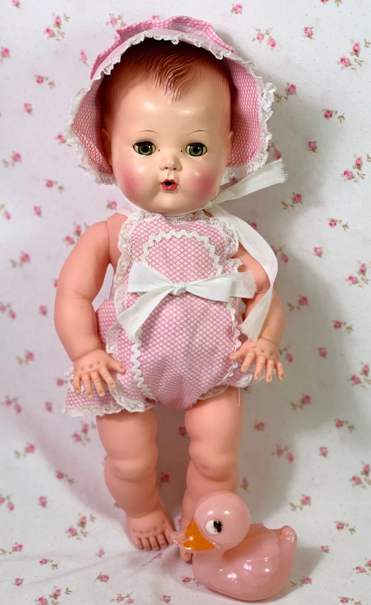 Thumbnail: Vintage Pink Gingham Sunsuit Set for 13" to 14" Baby Dolls