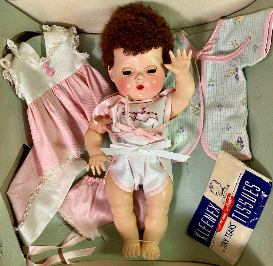 Thumbnail: Vintage 1950s American Character 11" Tiny Tears Baby Doll Mint in Box