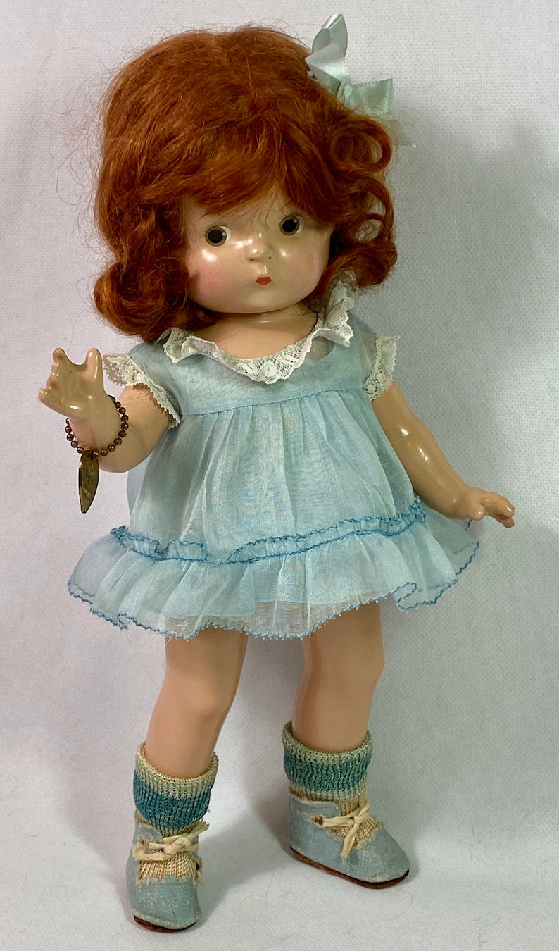 Thumbnail: 1930s Effanbee 11" Patsy Jr RED HEAD Composition Doll All Original