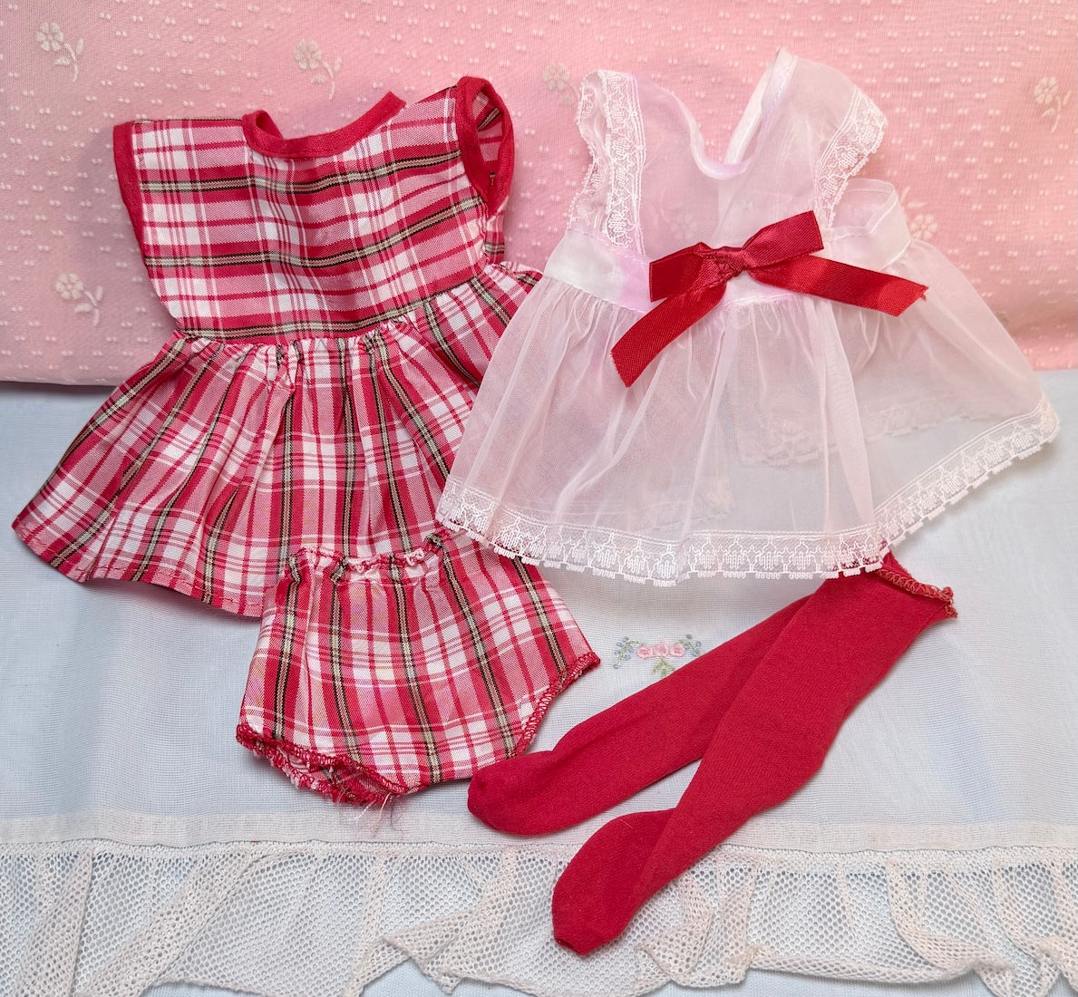 Vintage Taffeta Dress set for 11" to 12" Baby Dolls