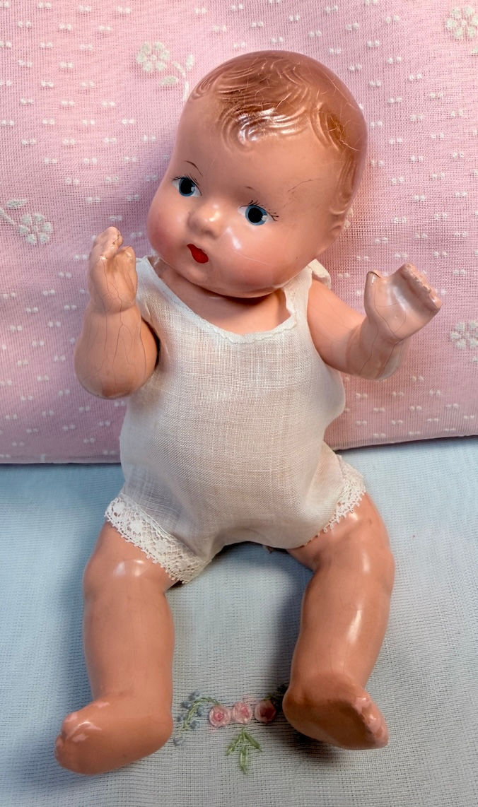 Thumbnail: Vintage 1930s Effanbee 7" Patsy Baby Tinyette Baby Doll #1