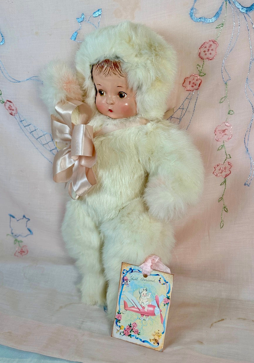Thumbnail: Vintage 1930s Effanbee Patsy Rabbit Fur Baby