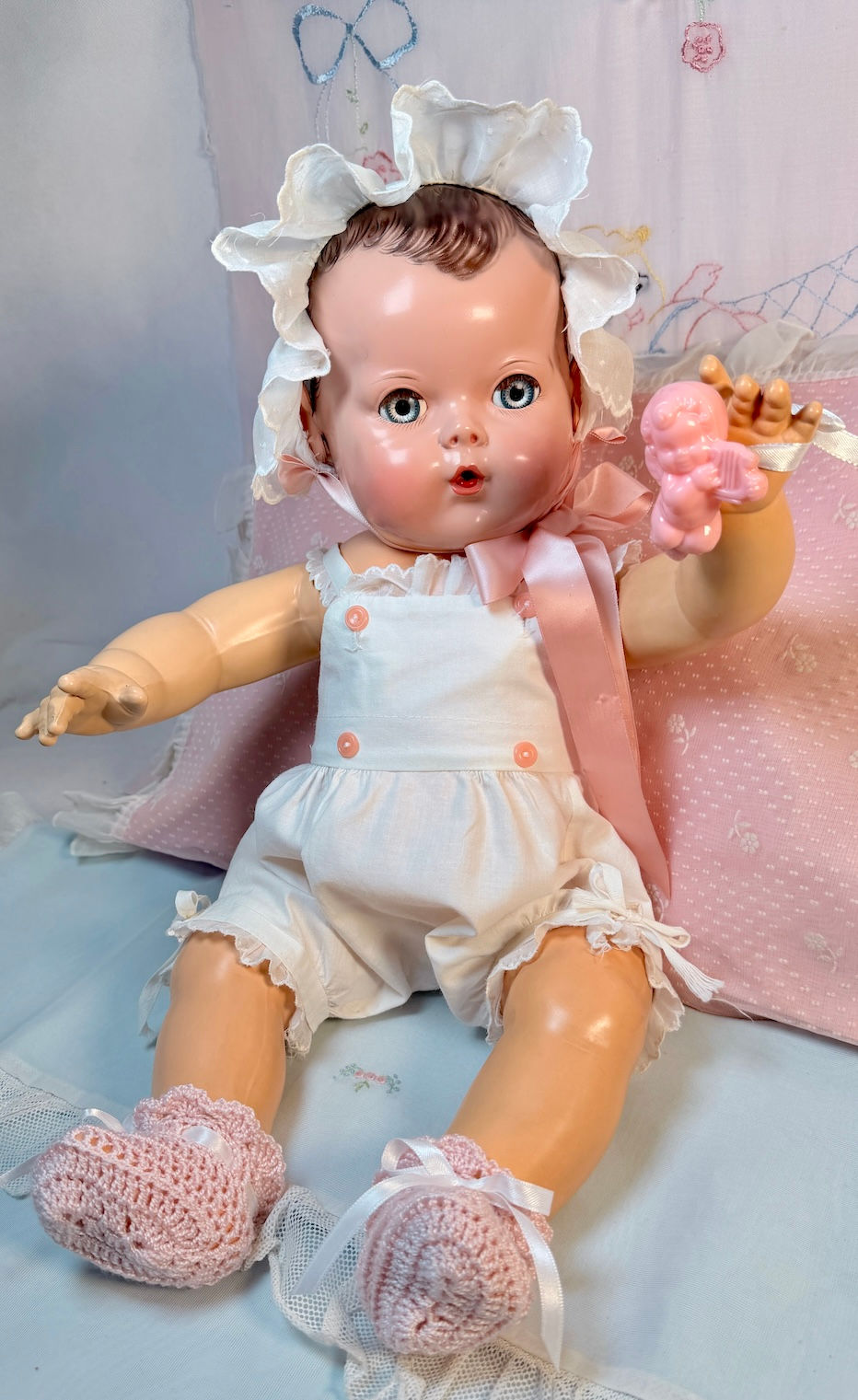 Thumbnail: Vintage 1930s Effanbee Dy-Dee LOU White Romper Set