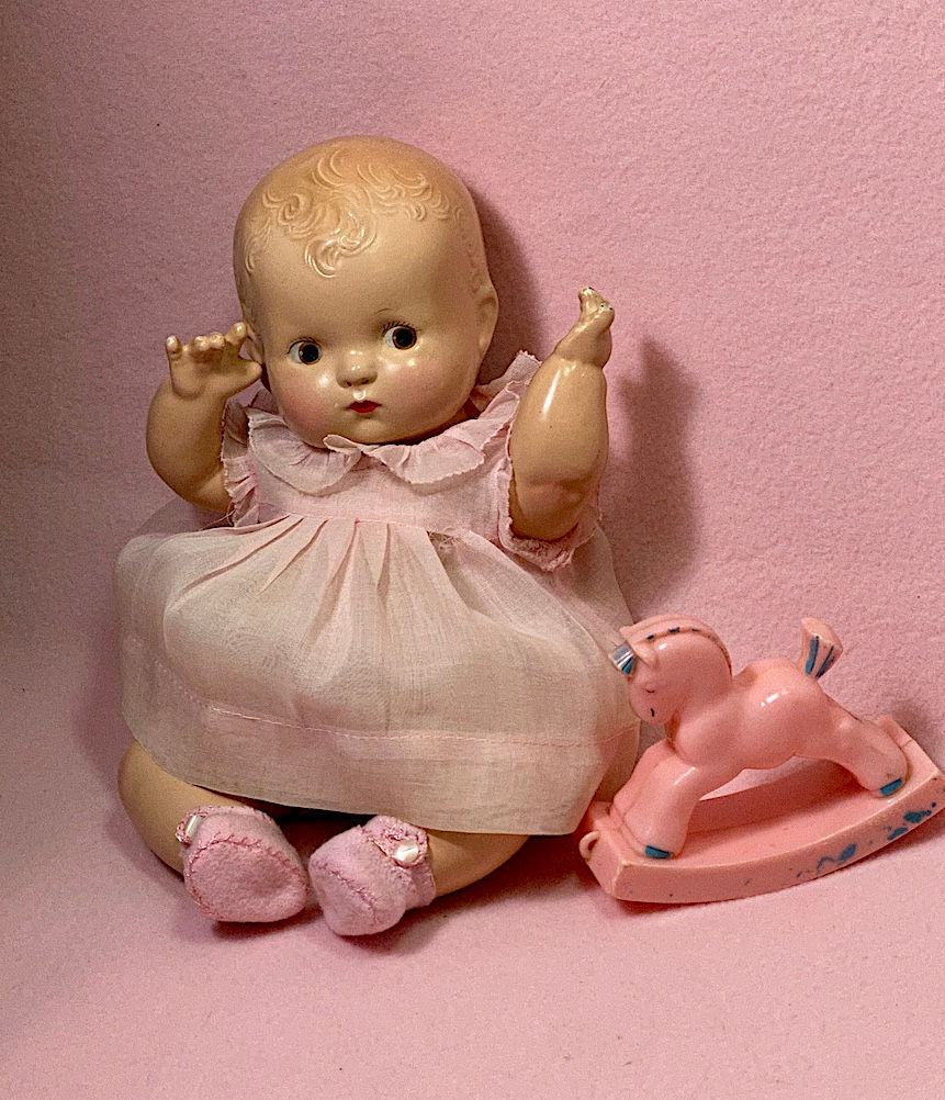 Thumbnail: 1930s Vintage Original Painted Eye Effanbee 10" Patsy Babykin