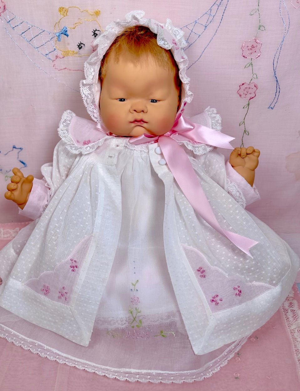 Thumbnail: Vintage 1960s Style 18" Vogue Baby Dear 'Mal' Coat and Bonnet Set