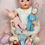 Thumbnail: Vintage 1960 Shackman Blue Bunny Rabbit Cloth Doll