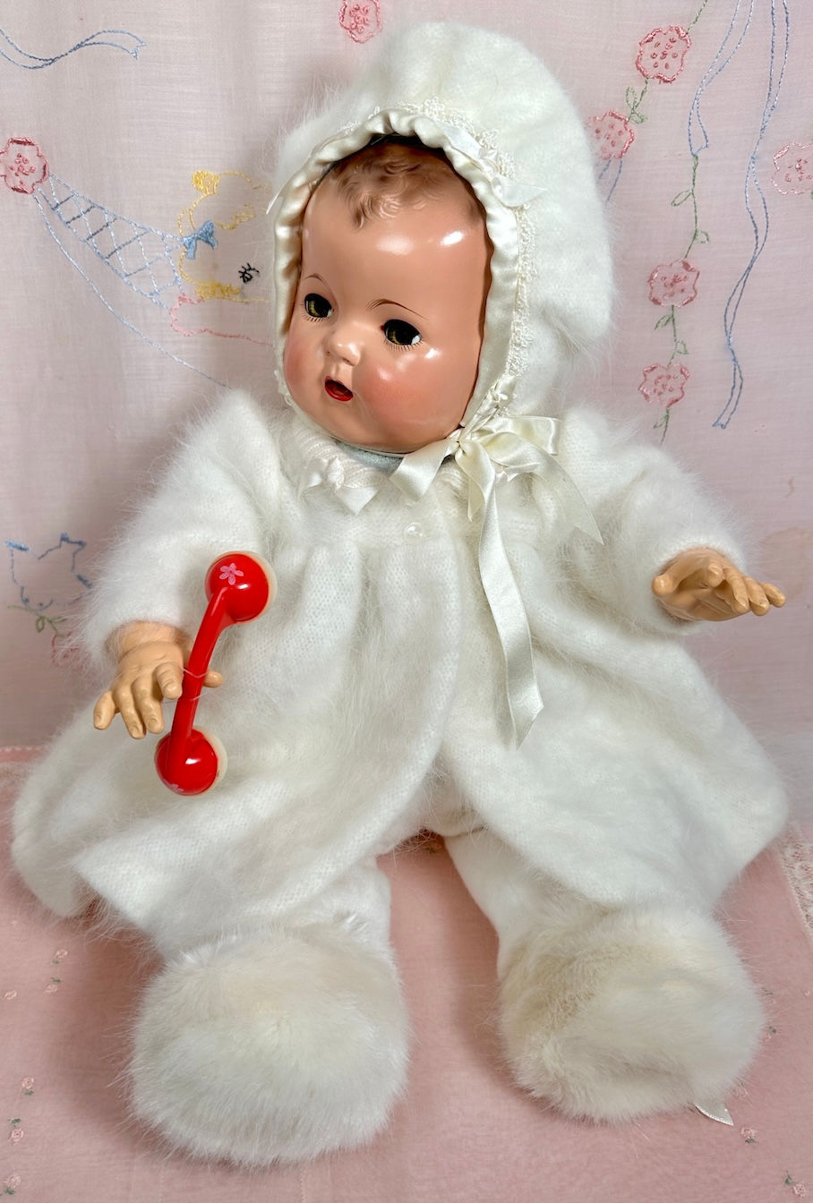 Thumbnail: Vintage 1930s Style White Angora Coat Set Complete