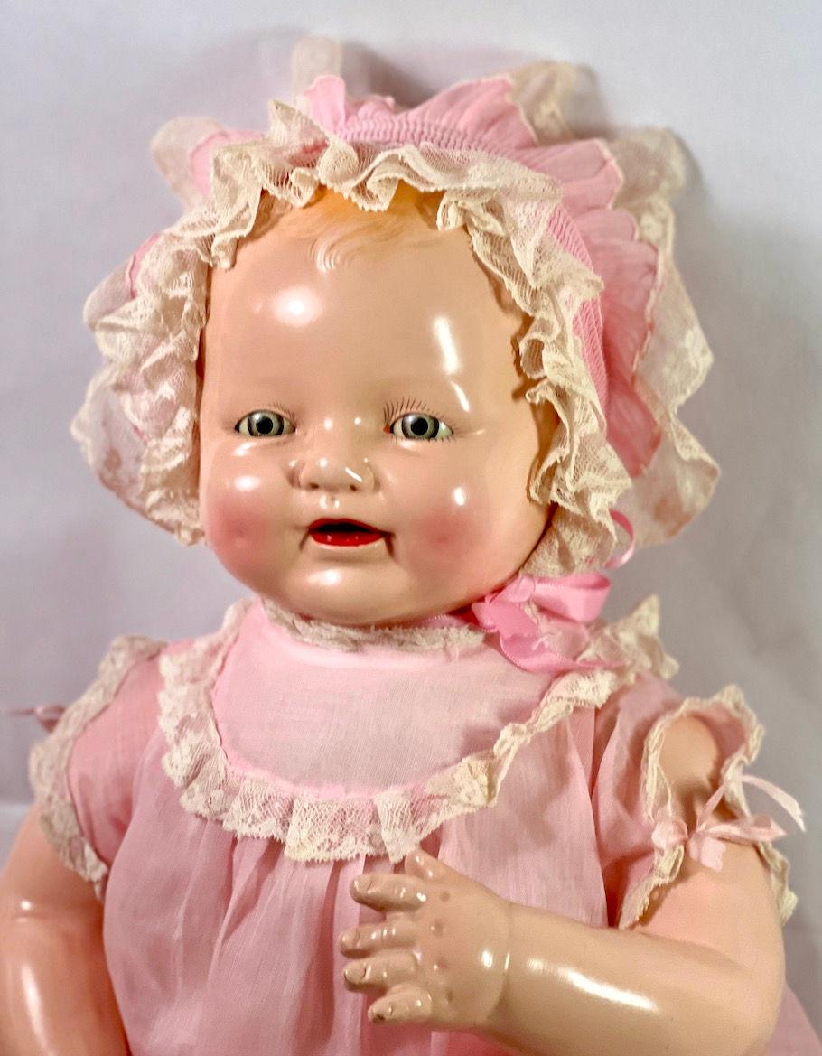 Thumbnail: Vintage 1928 Horsman 22" Baby Dimples Composition Doll