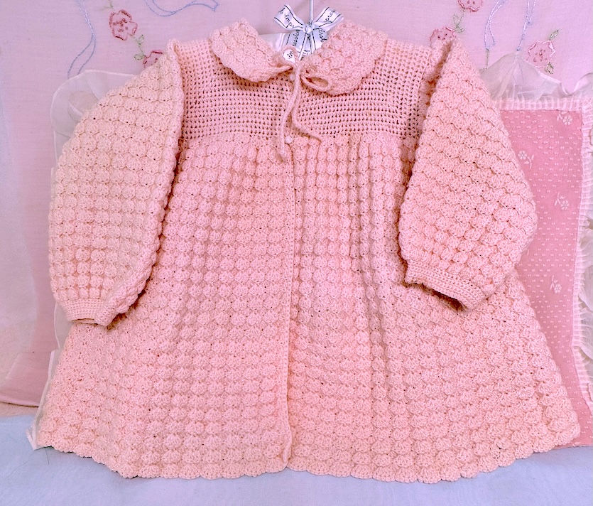 Thumbnail: Vintage Pink Coat and Bonnet Set for BIG BABY Dolls