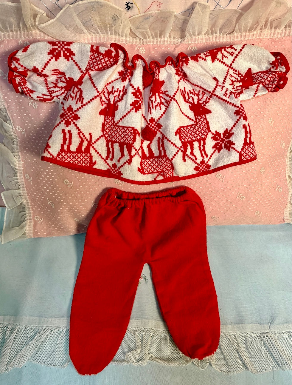 Thumbnail: Red Flannel RUDOLPH Pajamas for 15" to 16" Baby Dolls