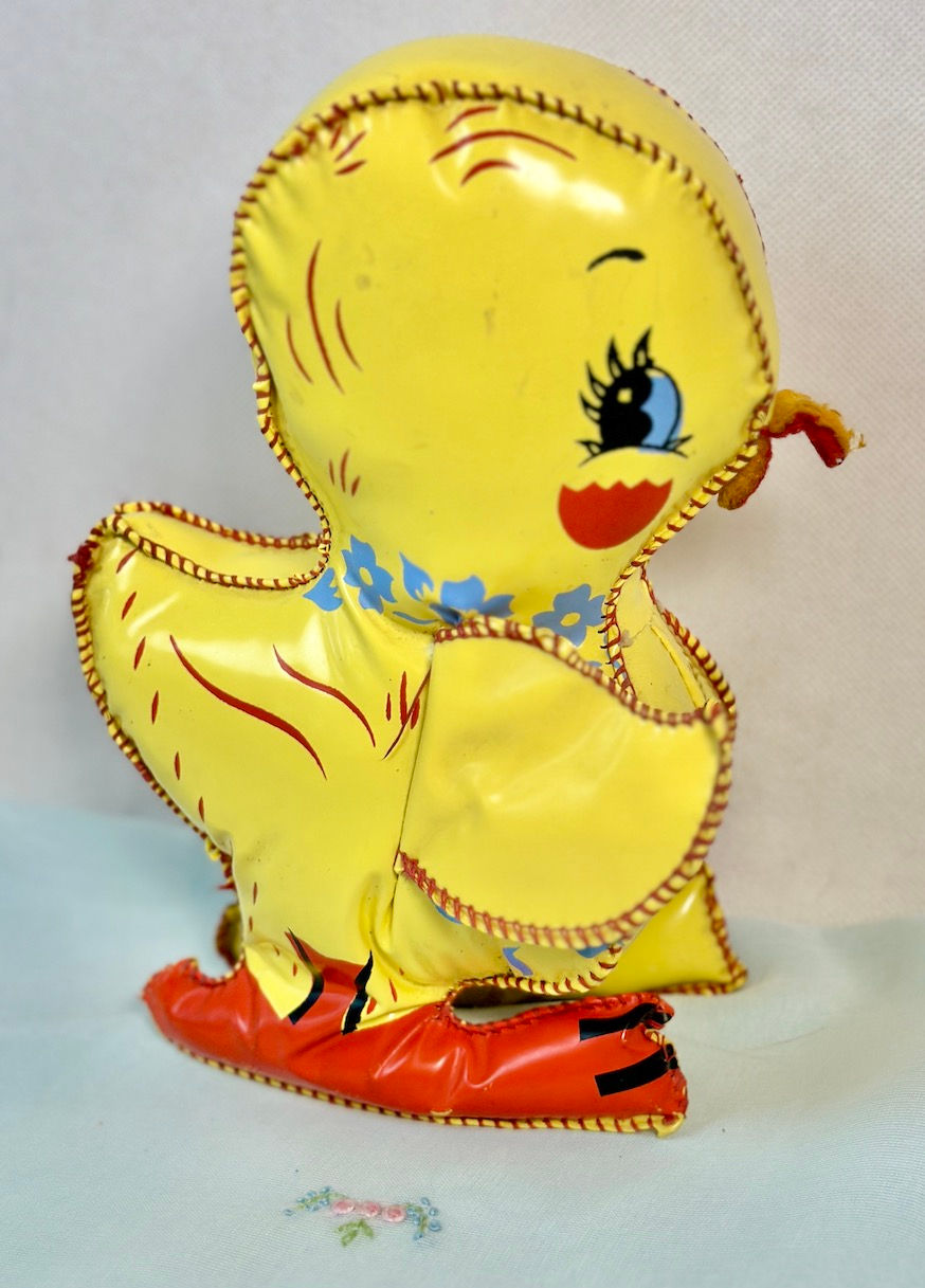 Thumbnail: Vintage 1940s Oilcloth Rooster and Chick Toys