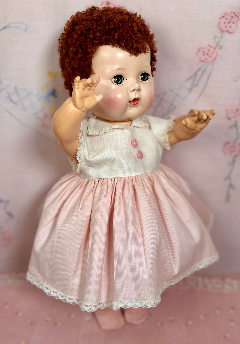 Thumbnail: Vintage 1950s American Character 15" Caracul Tiny Tears Doll