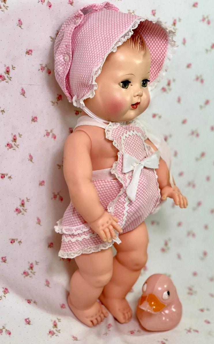 Thumbnail: Vintage Pink Gingham Sunsuit Set for 13" to 14" Baby Dolls