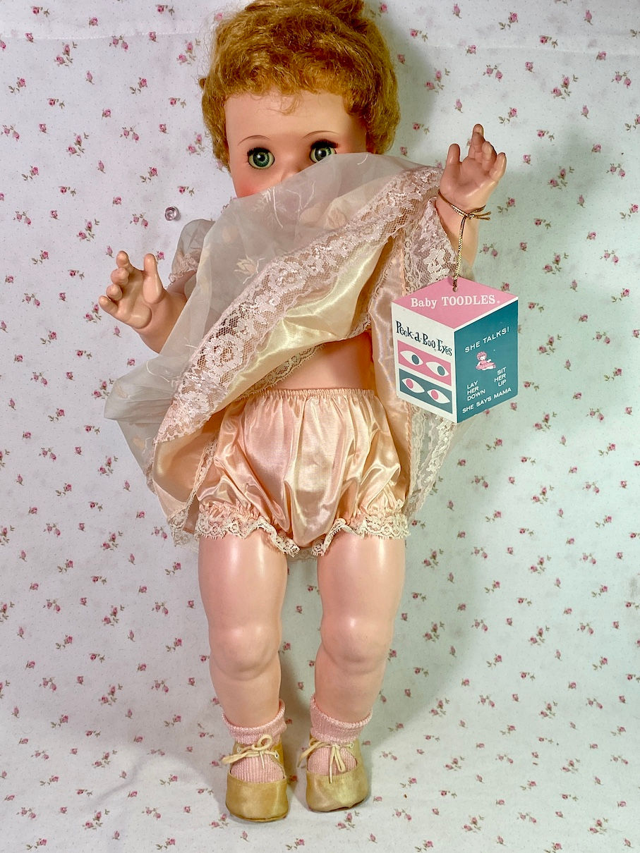 Thumbnail: 1950s American Character 23" Baby Toodles with Peek-A-Boo Eyes Mint in Box