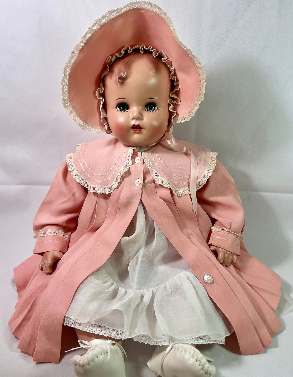 Thumbnail: RARE 25" Vintage 1947 Ideal Baby Beautiful Doll in Original Dress and Coat Set