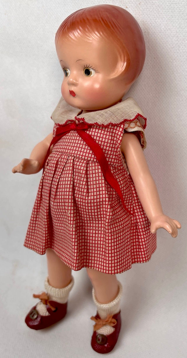 Thumbnail: Vintage Effanbee 1930s Patsyette 9" Doll in Red in Box #2