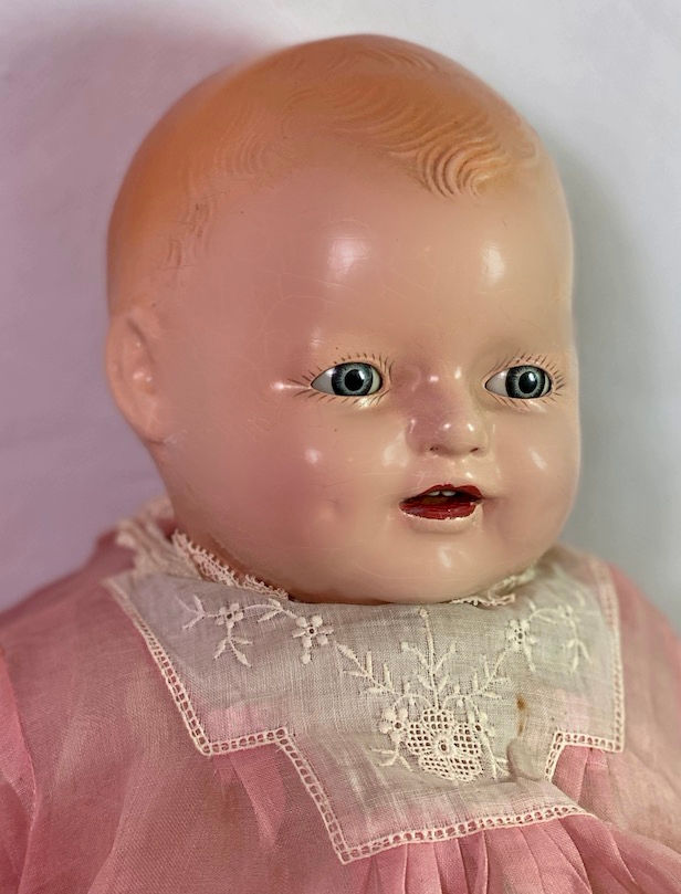 Thumbnail: Vintage 1928 Horsman 16" Baby Dimples Composition Doll