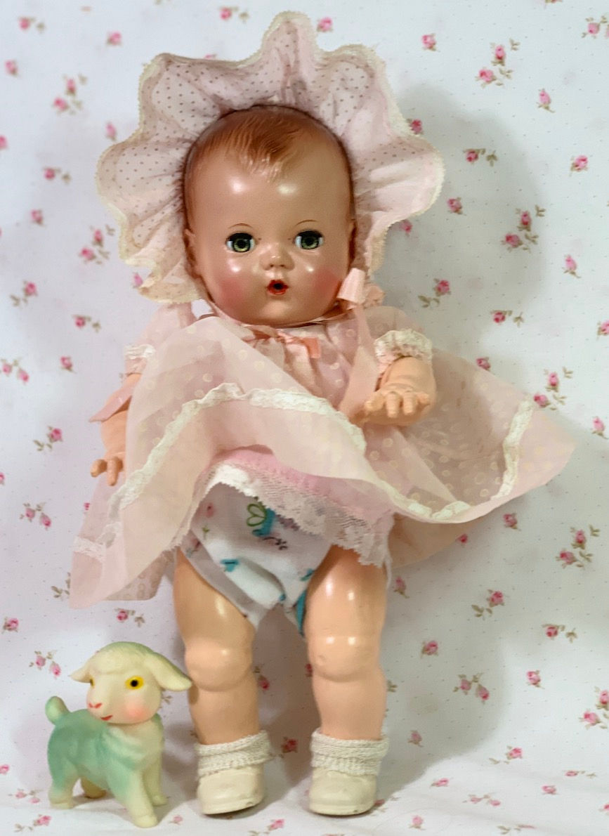 Thumbnail: 1950's Vintage 11" Tiny Tears Baby Organdy Party Dress Set