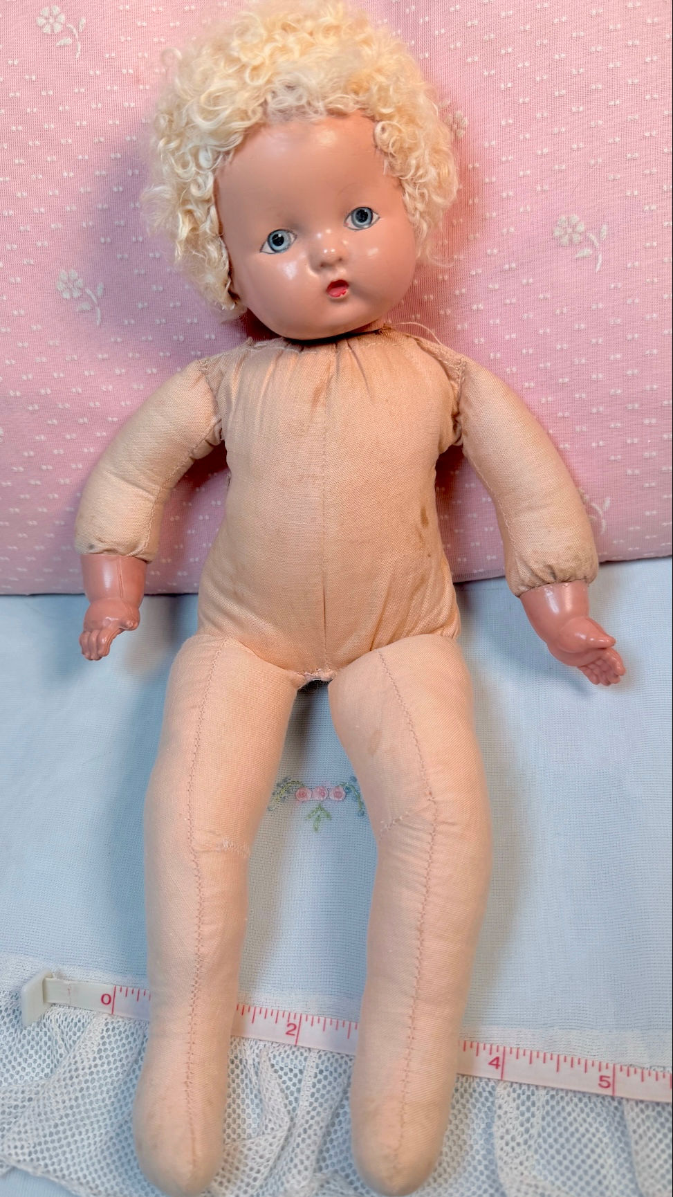 Thumbnail: Vintage 1940s Effanbee 8" Platinum Blond Patsy Babyette Doll