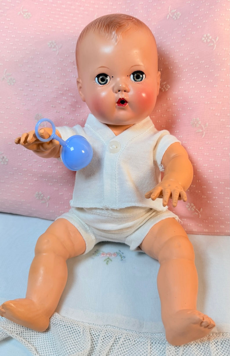 Thumbnail: Vintage 1950s Pre-Patent American Character 11" Tiny Tears Baby Doll