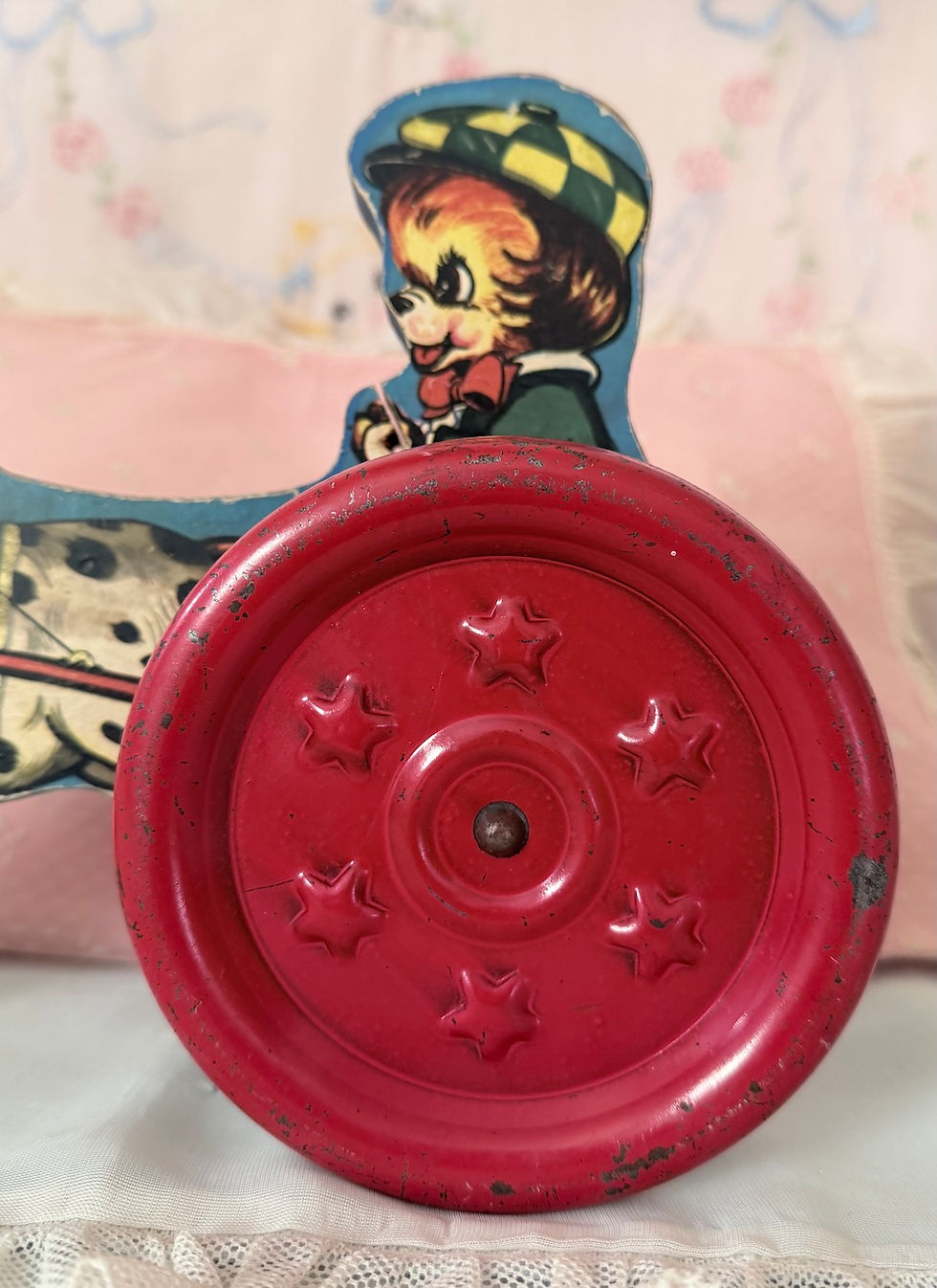 Thumbnail: Vintage Gong Bell Horse Pull Toy – “Belltown” Bell Wheel Toy c.1