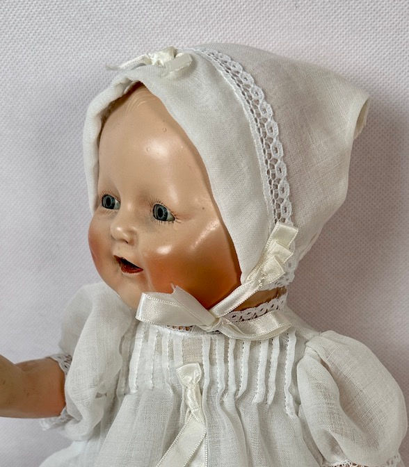Thumbnail: 1930s Composition 16" EI Horsman BABY DIMPLES Dressed but TLC