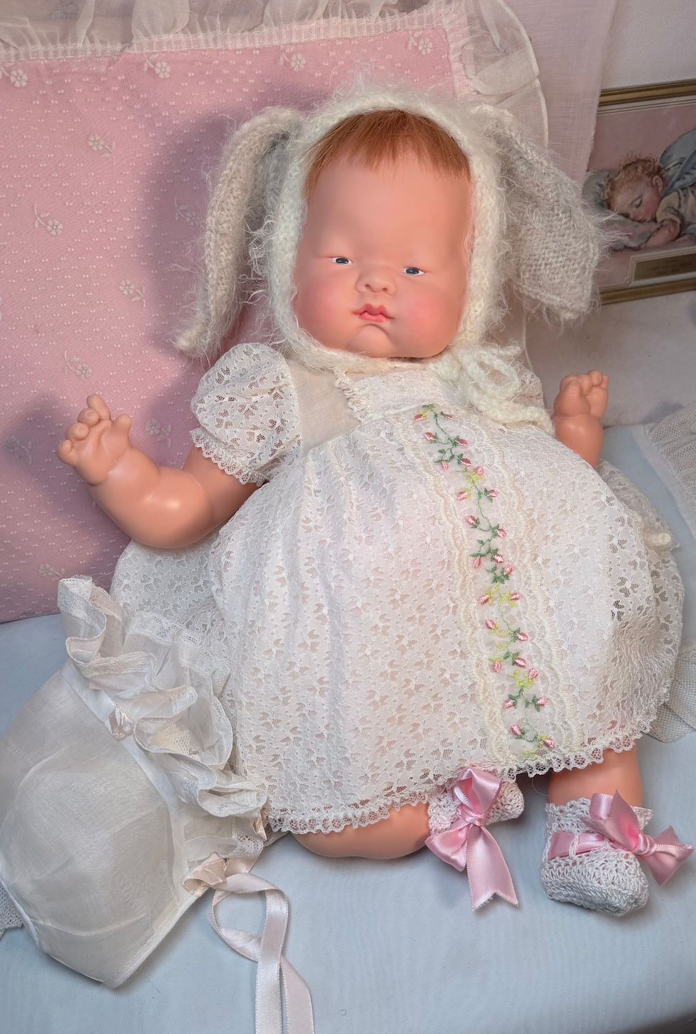 Thumbnail: Vintage Lace Vogue Baby Dear Doll Original Dress Set and EXTRAS💕