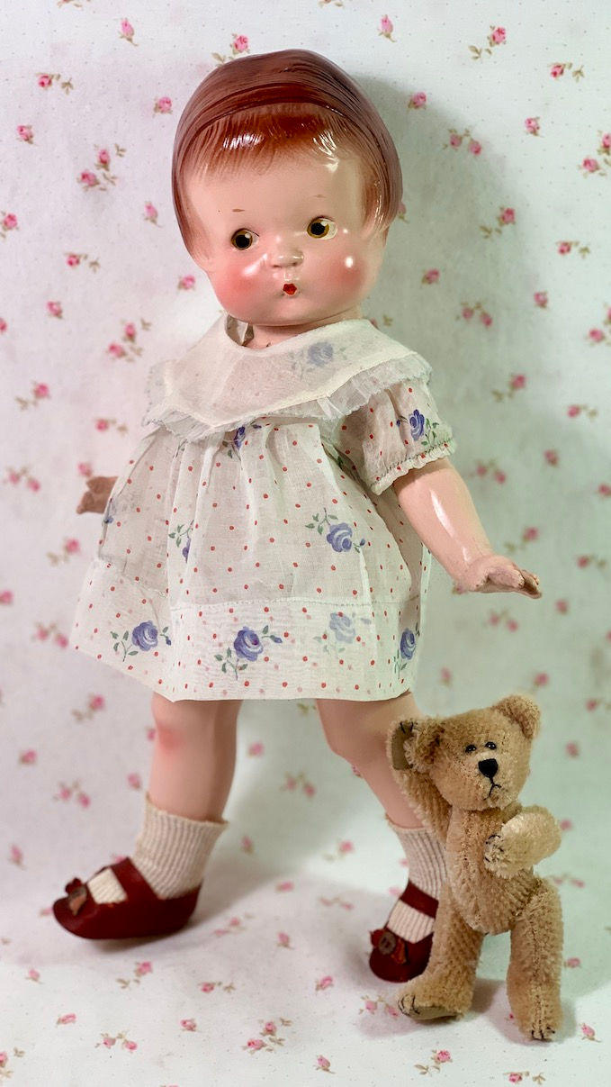 Thumbnail: Vintage RARE Pre-Patent Effanbee 13" Patsy Compo Doll 1930s