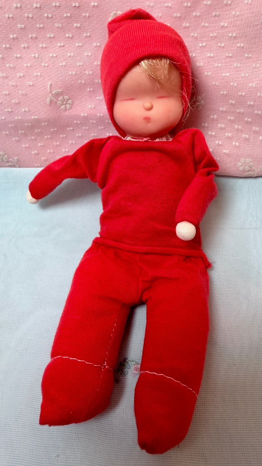 Thumbnail: RARE * Shackman RED Valentine Heart Sleepy Doll 1959