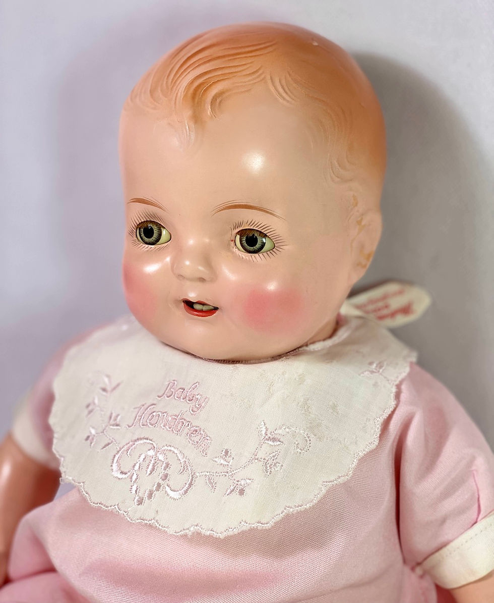 Thumbnail: 1930 Vintage 19" Madame Hendren Composition BABY HENDREN Doll w/ 2 Outfits