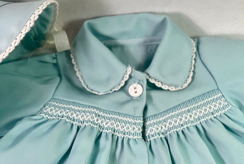 Thumbnail: Vintage 1950s Blue Coat and Bonnet Set for 15" to 17" Dolls