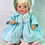 Thumbnail: Vintage 1950s Blue Coat and Bonnet Set for 15" to 17" Dolls