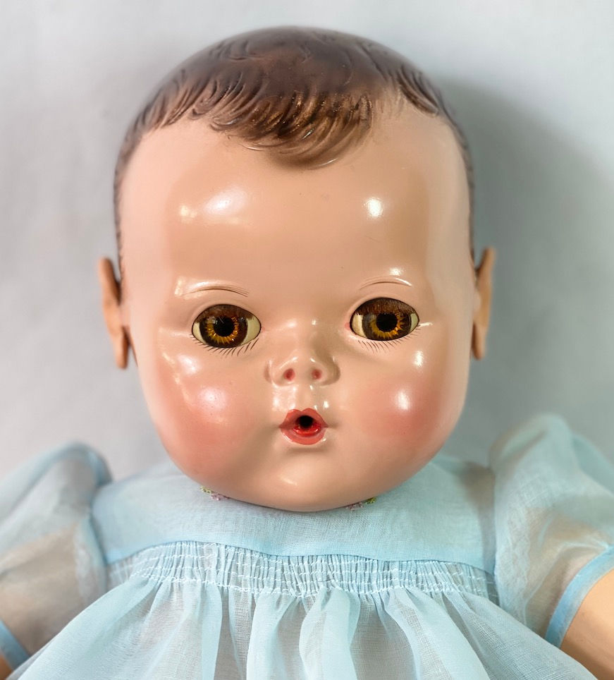 Thumbnail: 1940s Vintage 20" Effanbee Brunette Dy-Dee Louise Baby MOLD 2