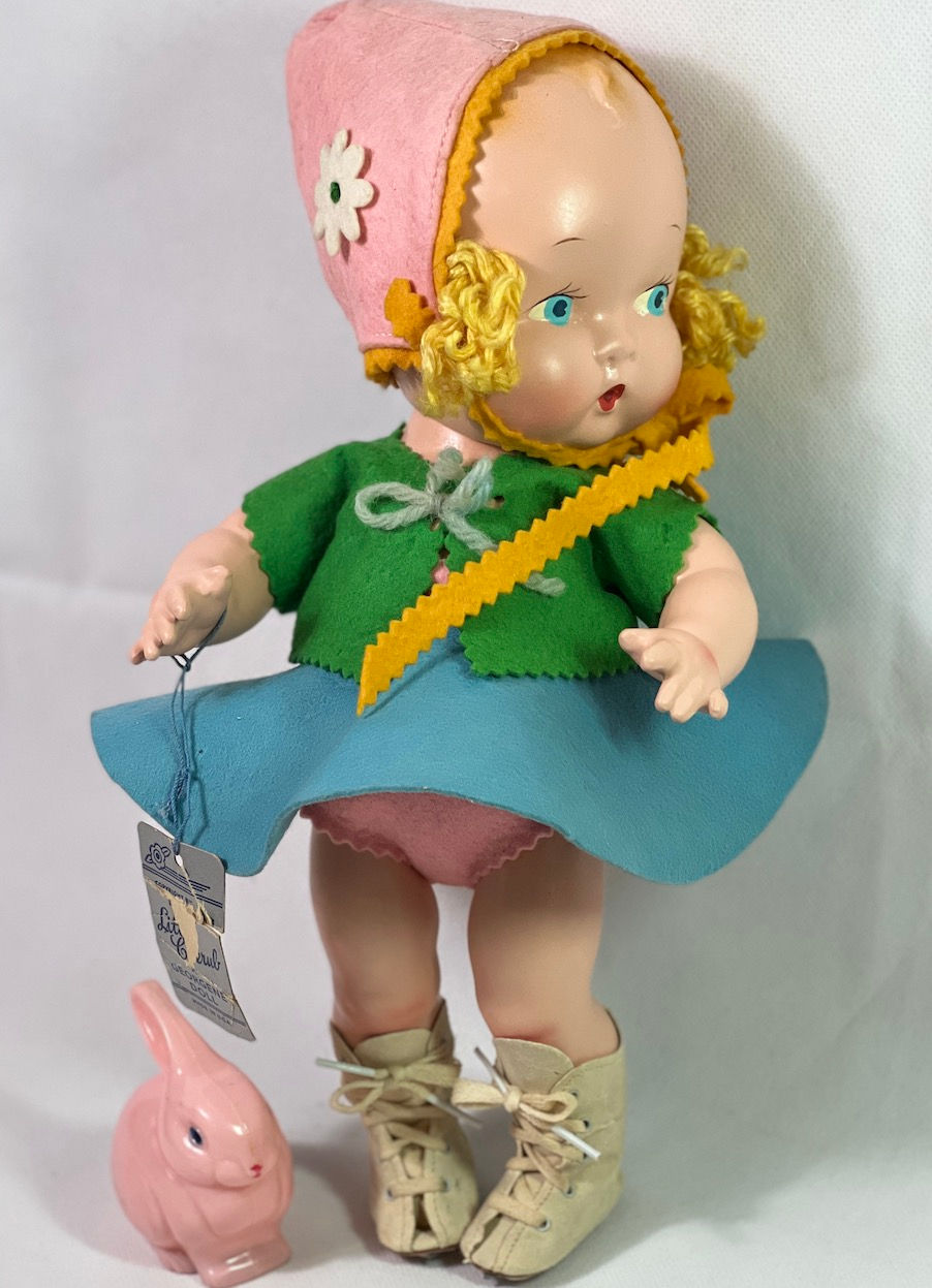 Thumbnail: Gorgeous Painted Eye * Harriet Flanders 1937 Compo 11" LITTLE CHERUB Baby SKATER