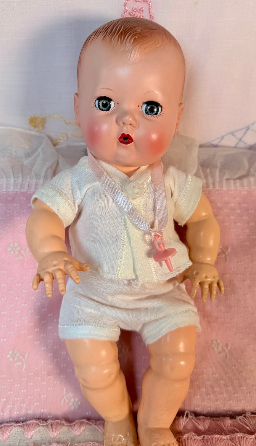 Thumbnail: Vintage 1950s Pre-Patent American Character 11" Tiny Tears Baby Doll