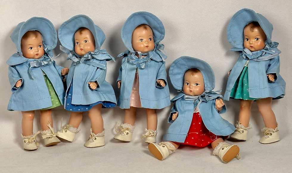 Thumbnail: Vintage 1930s Effanbee 7.5" Patsy Baby Tinyette Dionne Quintuplets
