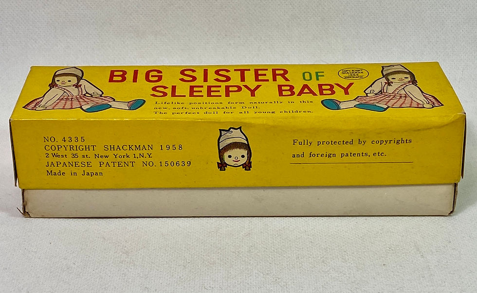 Thumbnail: Vintage 1958 Shackman Big Sister of Sleepy Baby Cloth Doll in Box