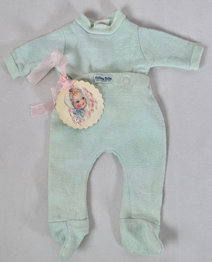 Thumbnail: 1950s Vintage Green Nitey Nite Pajamas for 13.5" to 16"Dolls