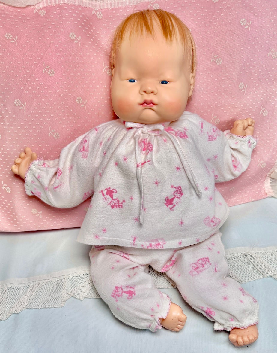 Thumbnail: Vintage Twin Flannel Print Pajamas for 18" Vogue Baby Dear