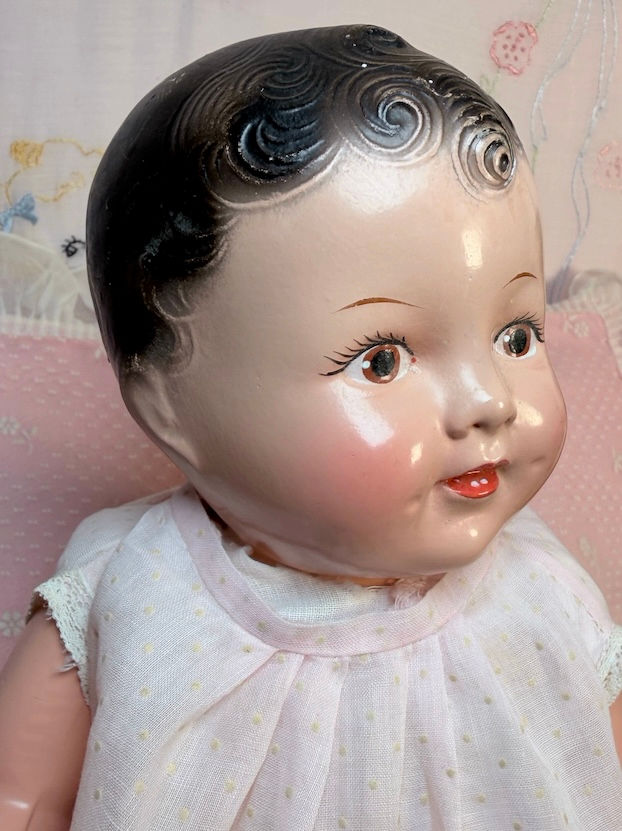 Thumbnail: Vintage 1930s Composition Baby 14" Toddler Doll