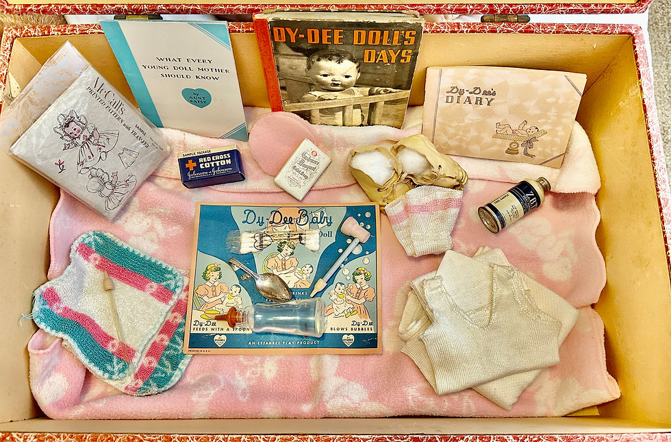Thumbnail: Vintage 1930s Effanbee 20" Dy-Dee Lou Baby in Trunk