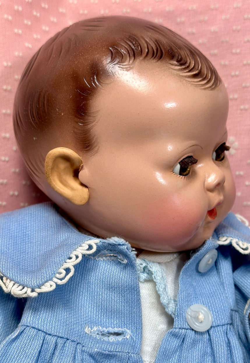 Thumbnail: 1940's Vintage 11" BRUNETTE Dy-Dee Doll MOLD 2 w/ Layette in Box