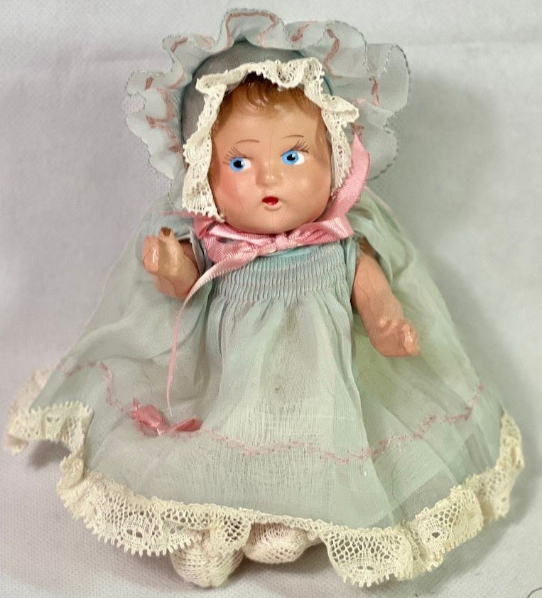 Thumbnail: Tiny 1930s Vintage All Composition 7.5" Baby Doll