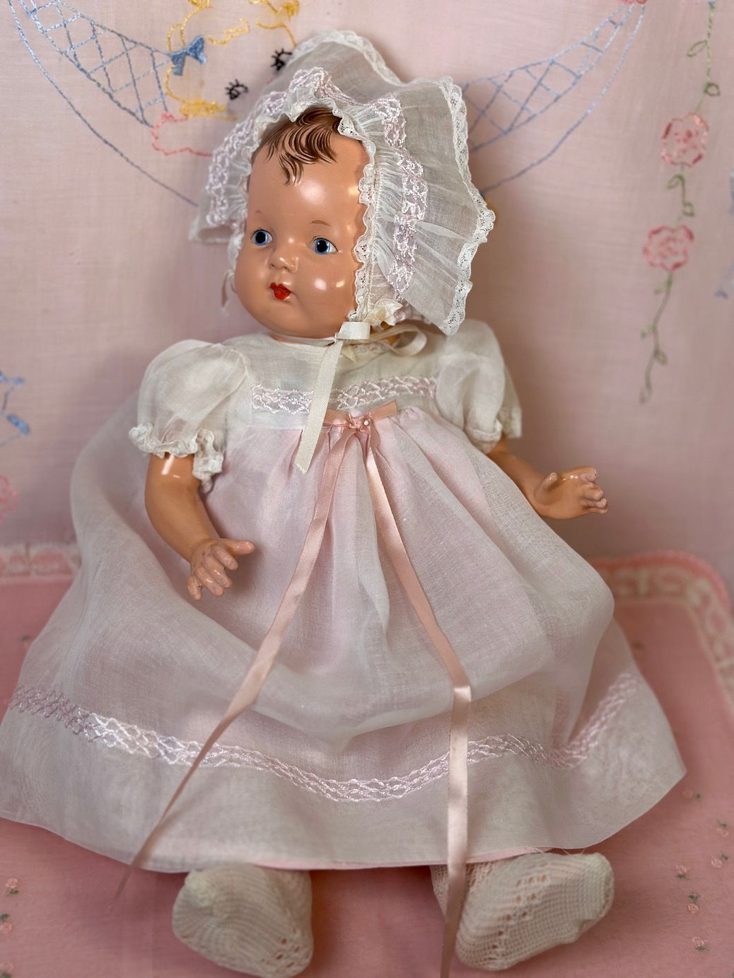 1925 Effanbee 18" Baby Evelyn Composition Doll -- Rare Painted Eye
