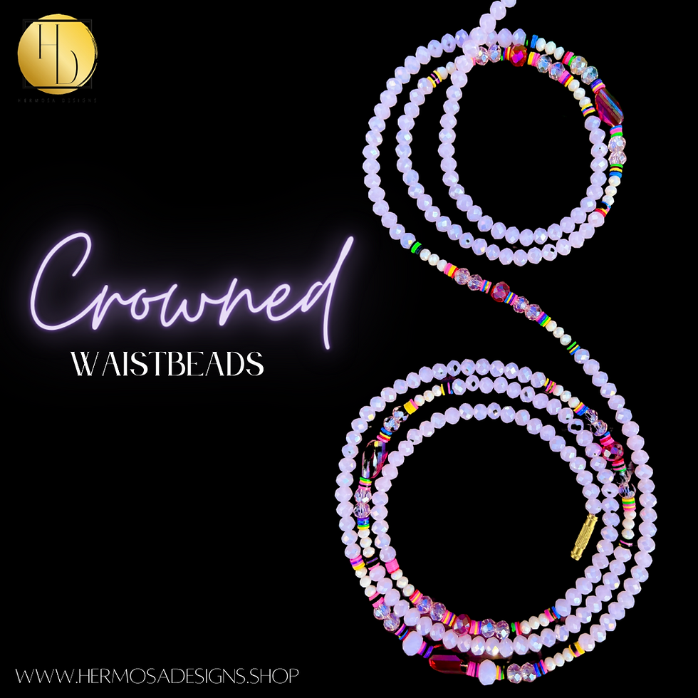 pink crystal waist bead with red and colorful charms, clasp add on and tie on.